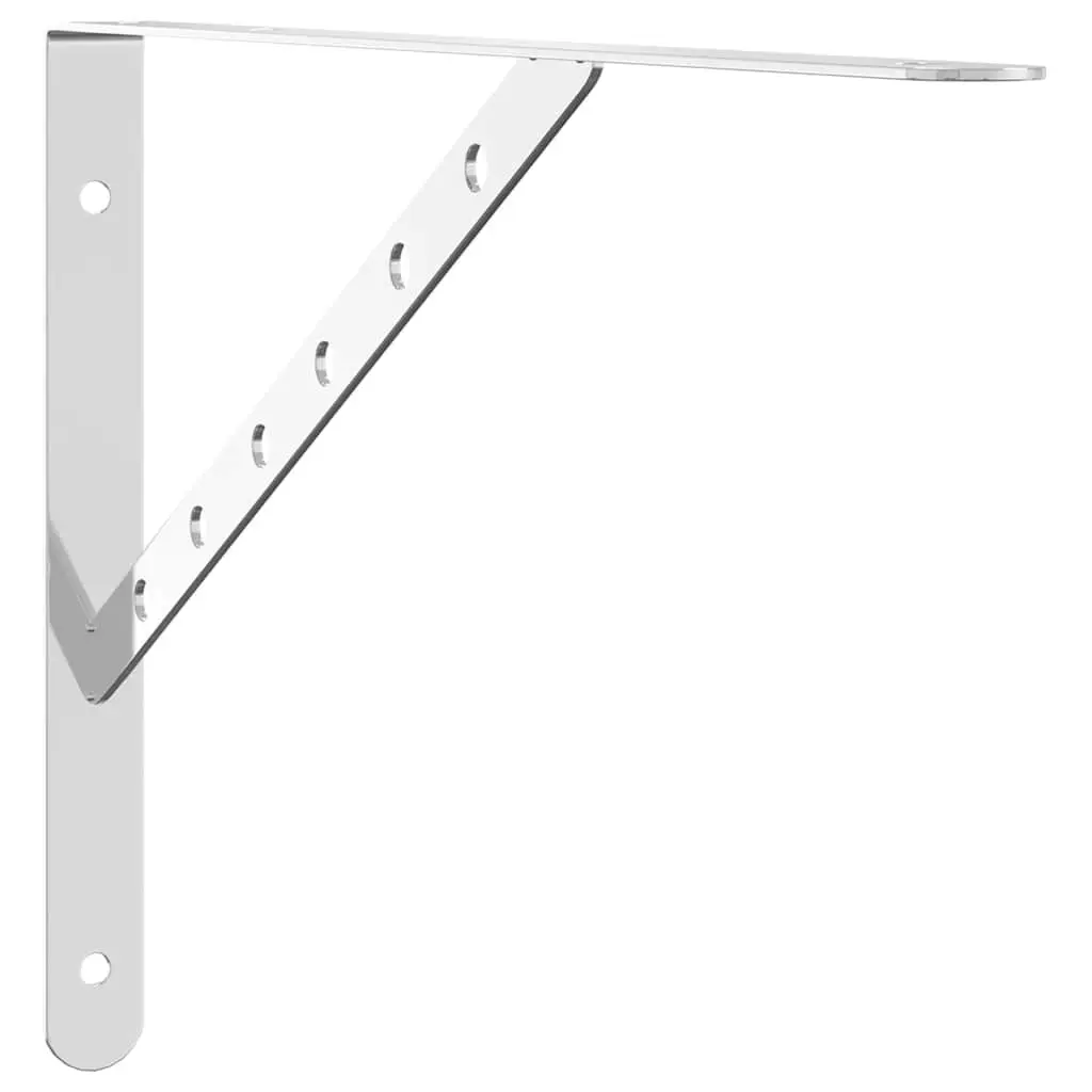 Stainless Steel Shelf Brackets Wall Mount 4 Piece Silver Durable Storage Support 40 x 25 x 2.5 cm