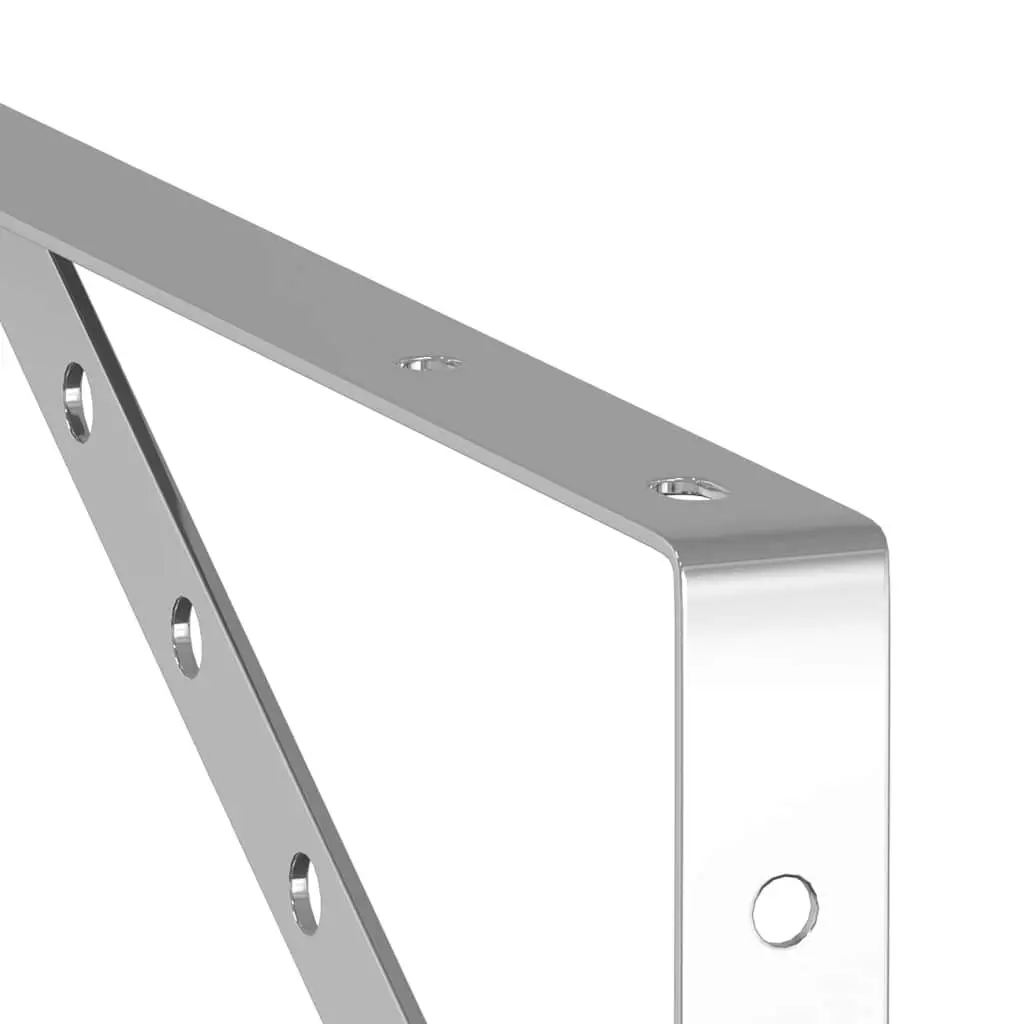 Stainless Steel Shelf Brackets Wall Mount 4 Piece Silver Durable Storage Support 40 x 25 x 2.5 cm