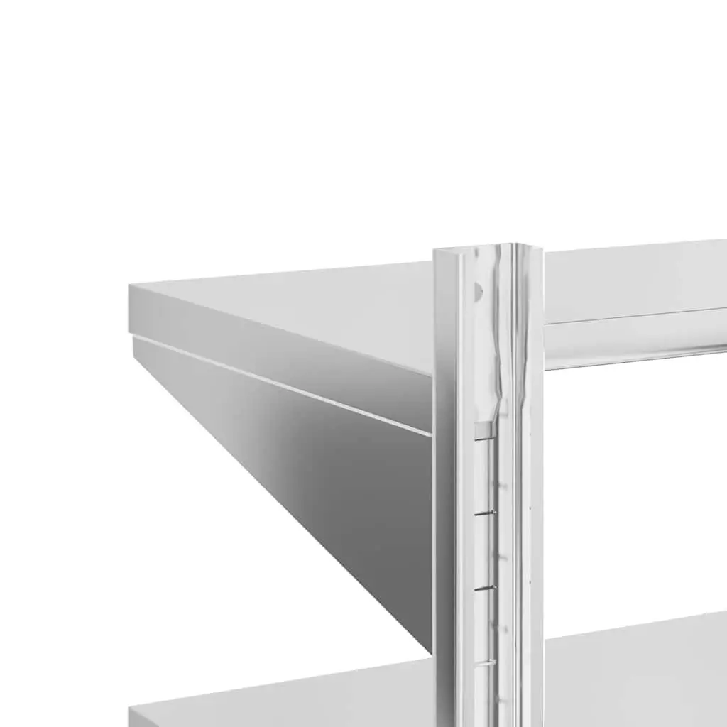 2-Tier Wall Shelf Stainless Steel 75 x 30 x 60 cm Silver Floating Storage Rack Home Kitchen