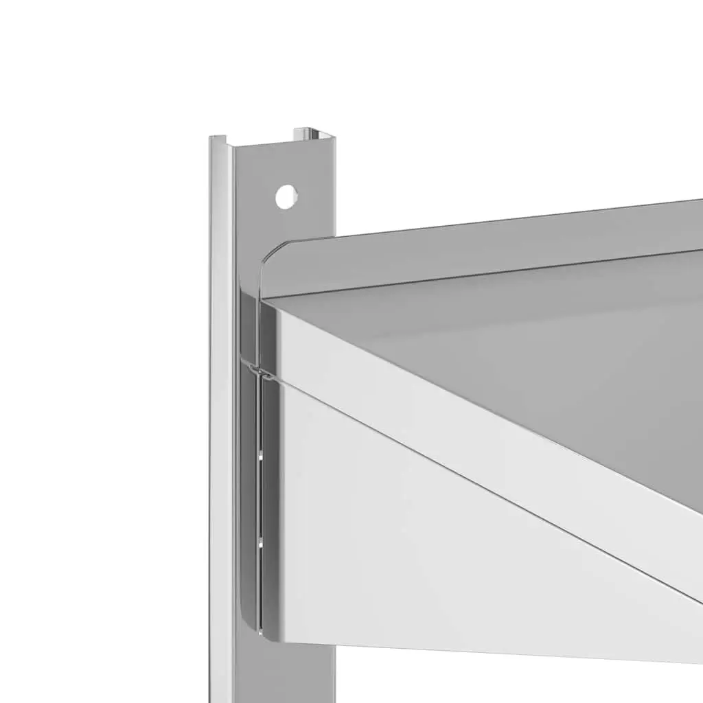2-Tier Wall Shelf Stainless Steel 50 x 40 x 48 cm Silver Floating Storage Kitchen Bathroom