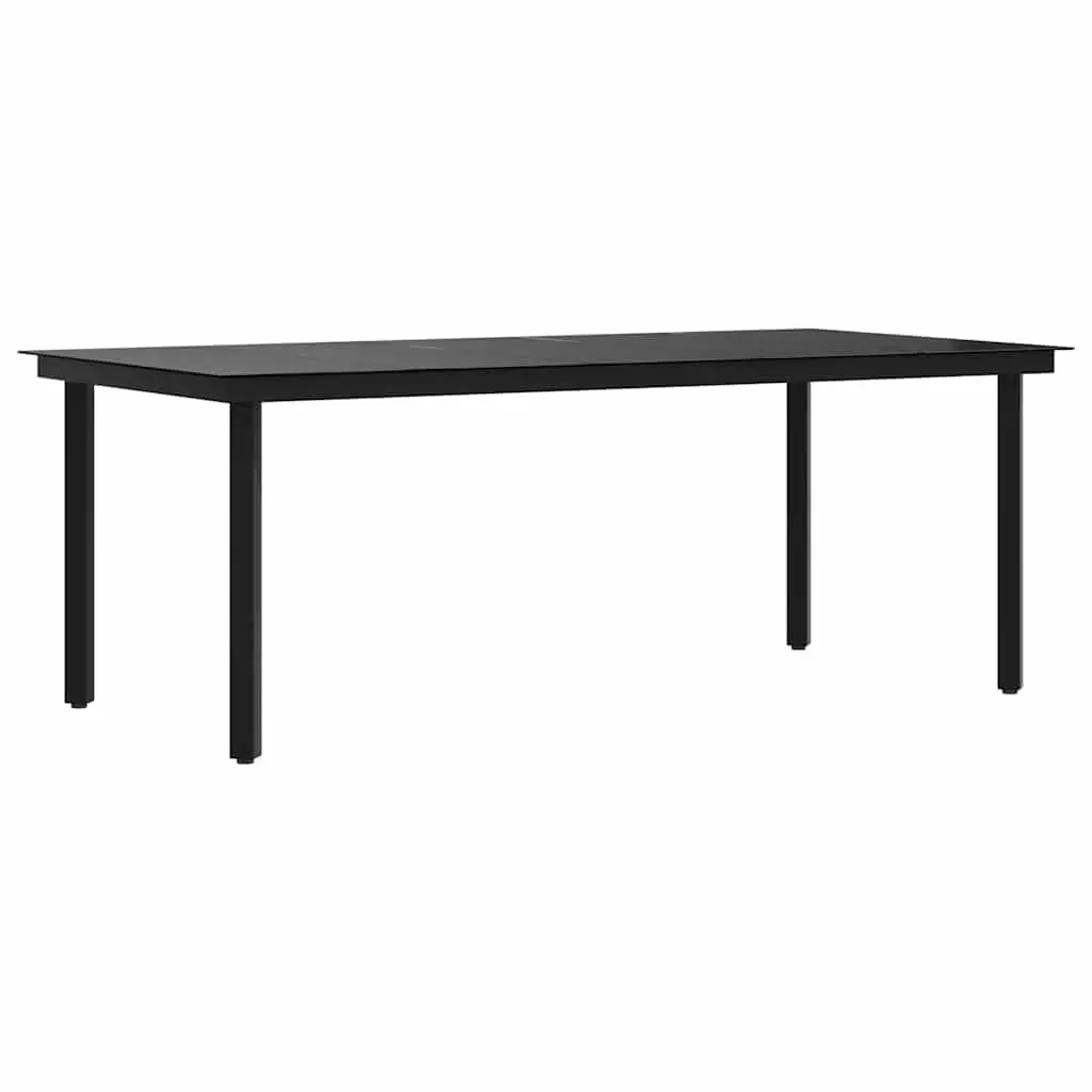 Garden Dining Table Steel Frame Glass Top 200 x 100 cm Black