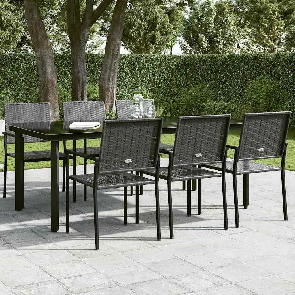 Garden Dining Table Steel Frame Glass Top 200 x 100 cm Black