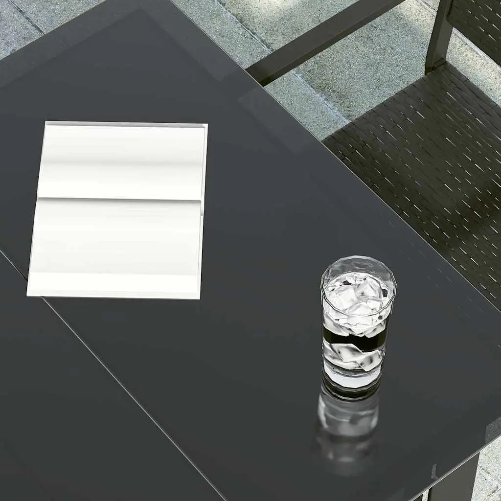 Garden Dining Table Steel Frame Glass Top 200 x 100 cm Black