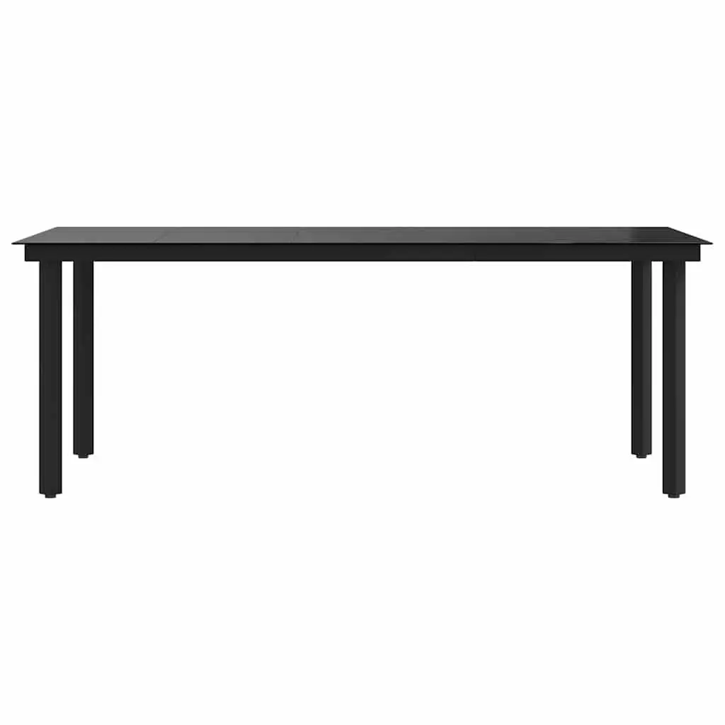 Garden Dining Table Steel Frame Glass Top 200 x 100 cm Black