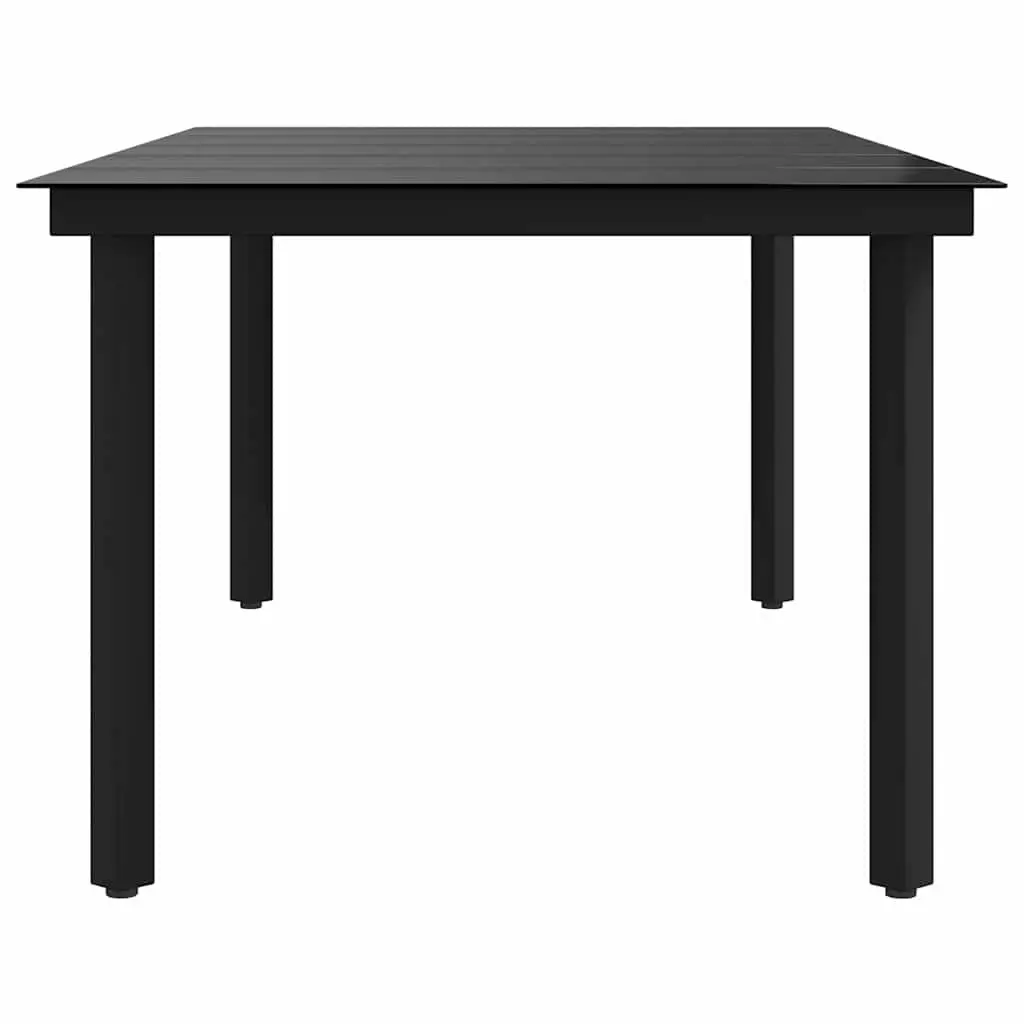 Garden Dining Table Steel Frame Glass Top 200 x 100 cm Black
