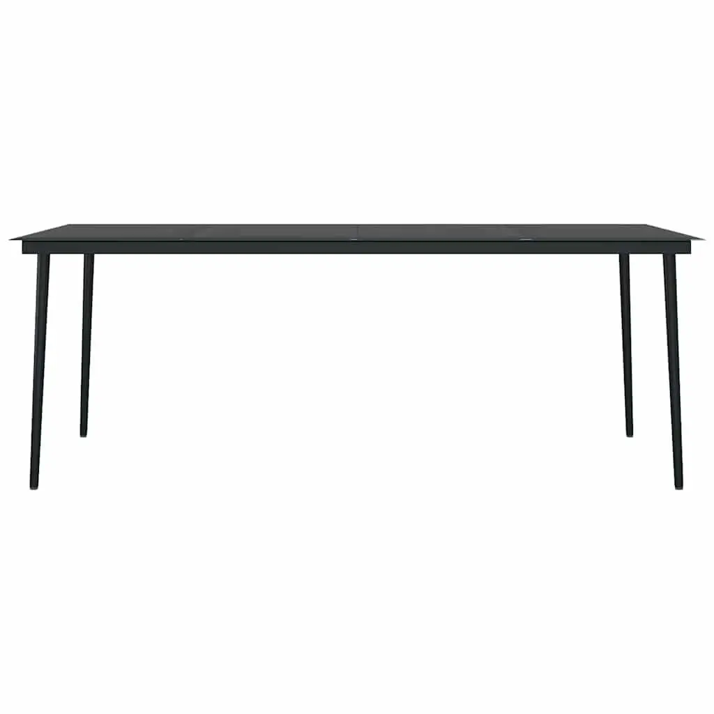Garden Dining Table Steel Frame Glass Top Black 200 x 100 x 74 cm