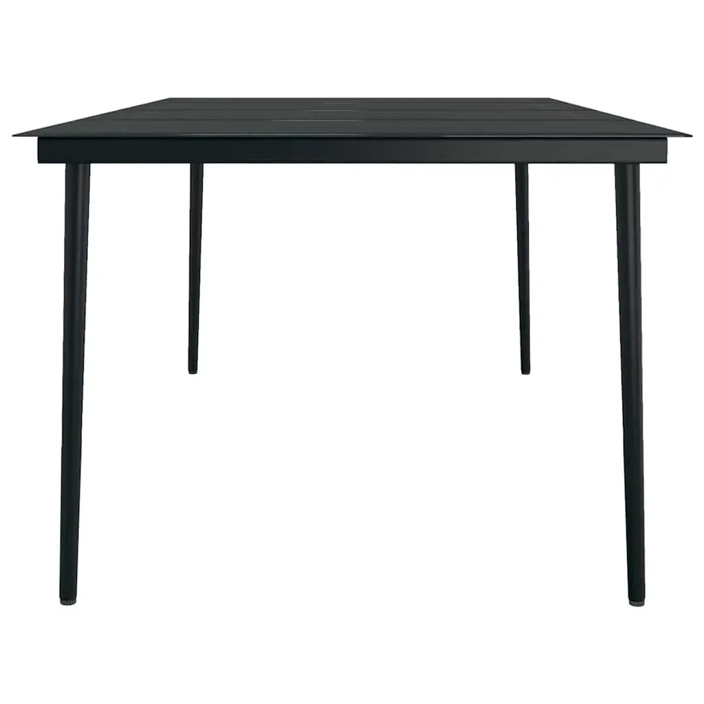 Garden Dining Table Steel Frame Glass Top Black 200 x 100 x 74 cm