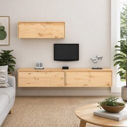 Functional Floating TV Cabinets: 3-Piece Wall-Mounted Set