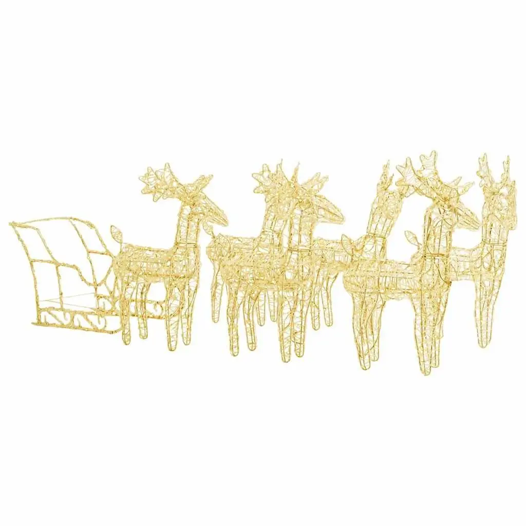 Christmas Yard Decoration Acrylic Reindeer Sleigh 320 LED Lights Warm White Outdoor