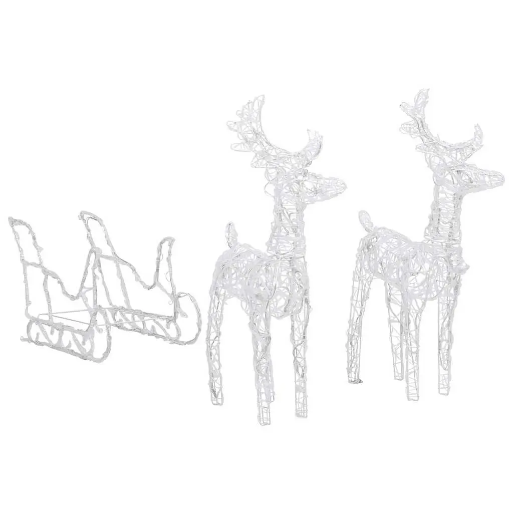 Christmas Yard Decoration Acrylic Reindeer Sleigh 320 LED Lights Warm White Outdoor
