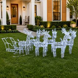 Outdoor Christmas Reindeer & Sleigh Light Display