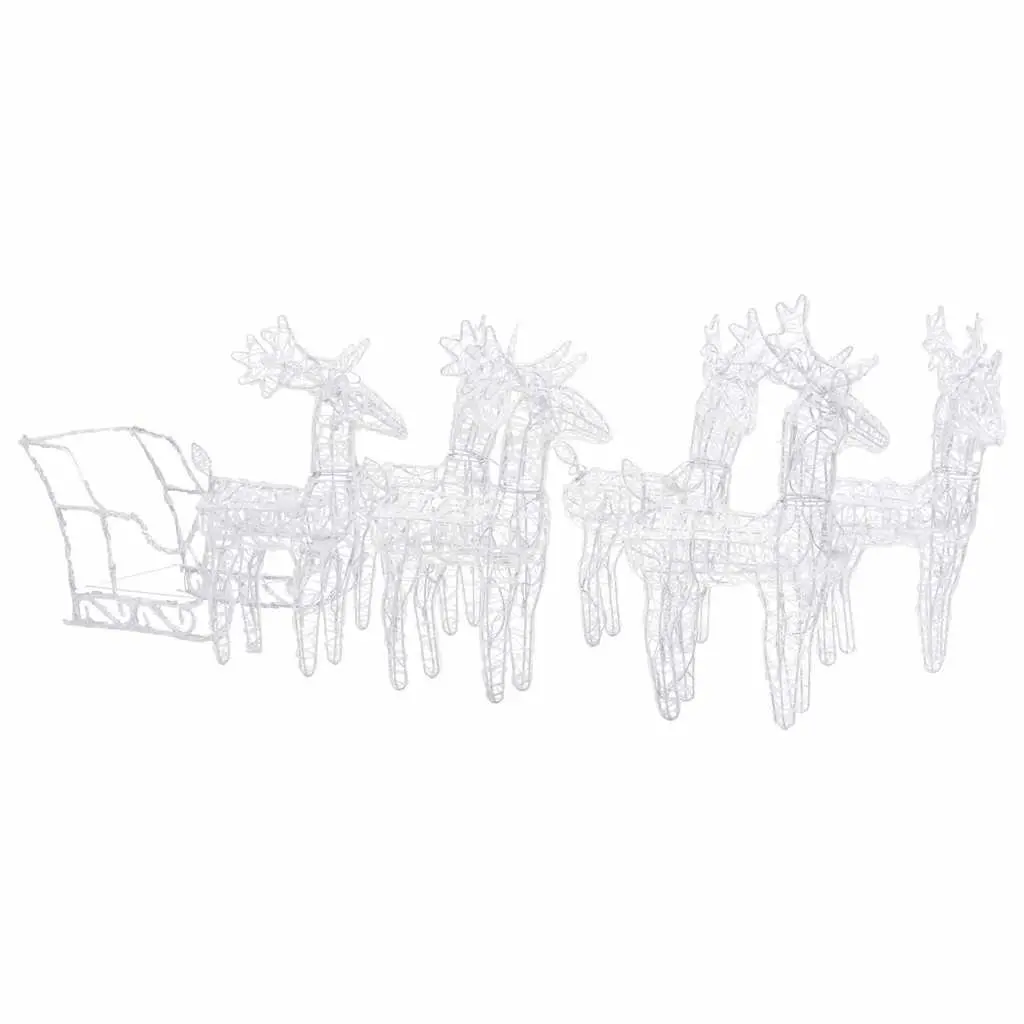 Reindeer Sleigh Yard Decoration Acrylic 320 LED Lights Blue