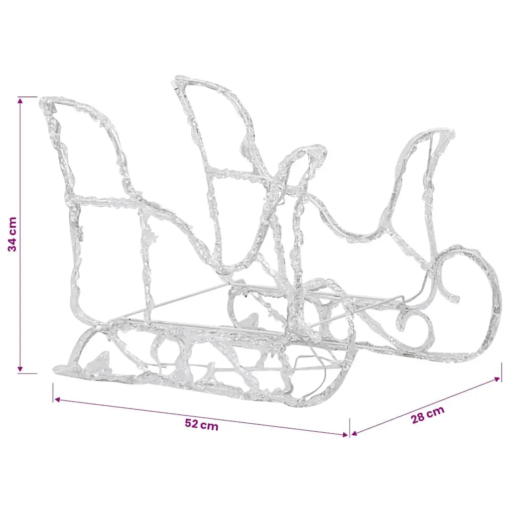 Reindeer Sleigh Yard Decoration Acrylic 320 LED Lights Blue