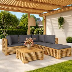 Perfect for Your Garden: 6 Piece Lounge Set with Cushions