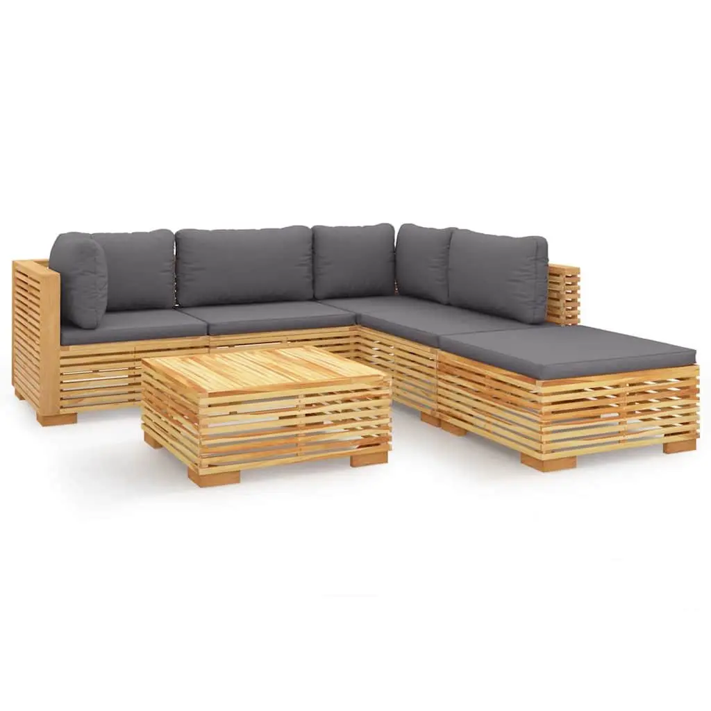 6 Piece Garden Lounge Set with Cushions Outdoor Furniture Wooden Patio Seating