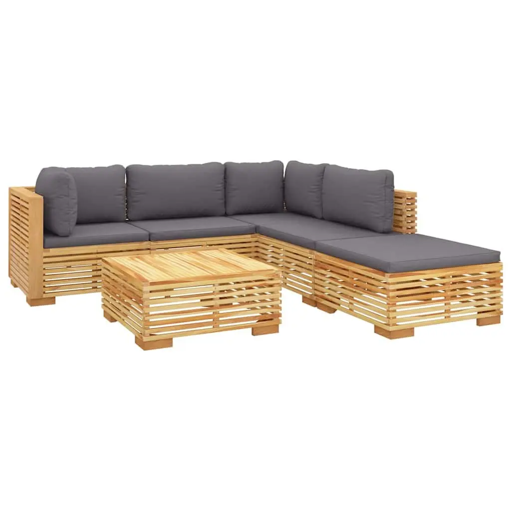 6 Piece Garden Lounge Set with Cushions Outdoor Furniture Wooden Patio Seating