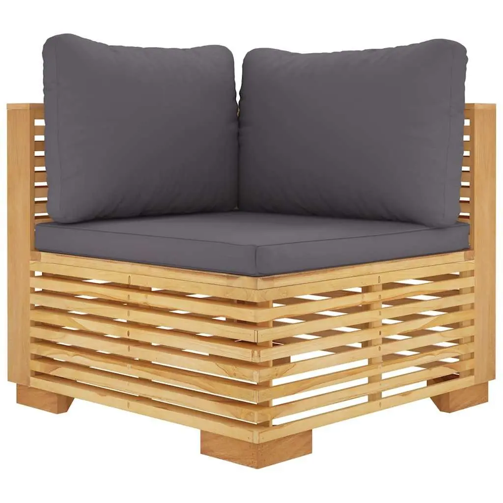 3 Piece Garden Lounge Set Solid Teak Wood Brown with Cushions