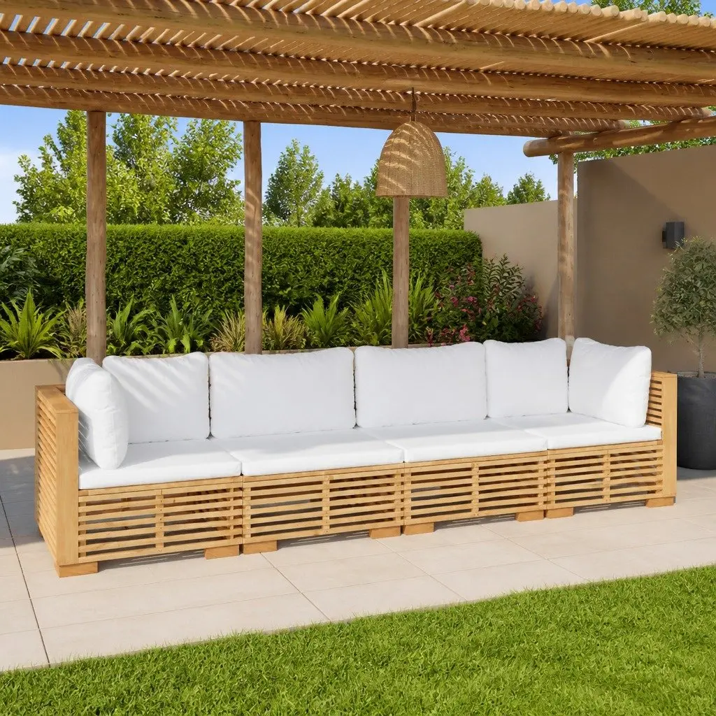 4 Piece Garden Lounge Set with Cushions Outdoor Furniture Wooden Sofa Patio