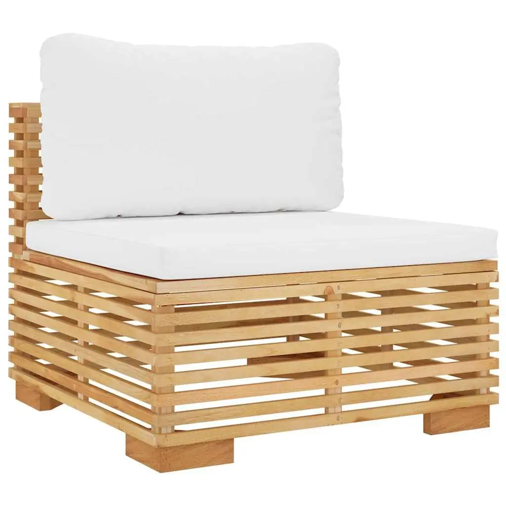 9 Piece Outdoor Lounge Set Brown Teak Wood Cushions Weather Resistant Garden Furniture