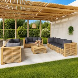 9-Piece Teak Lounge Set for Outdoor Entertaining