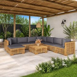 Practical 9 Piece Garden Lounge Set for Various Spaces
