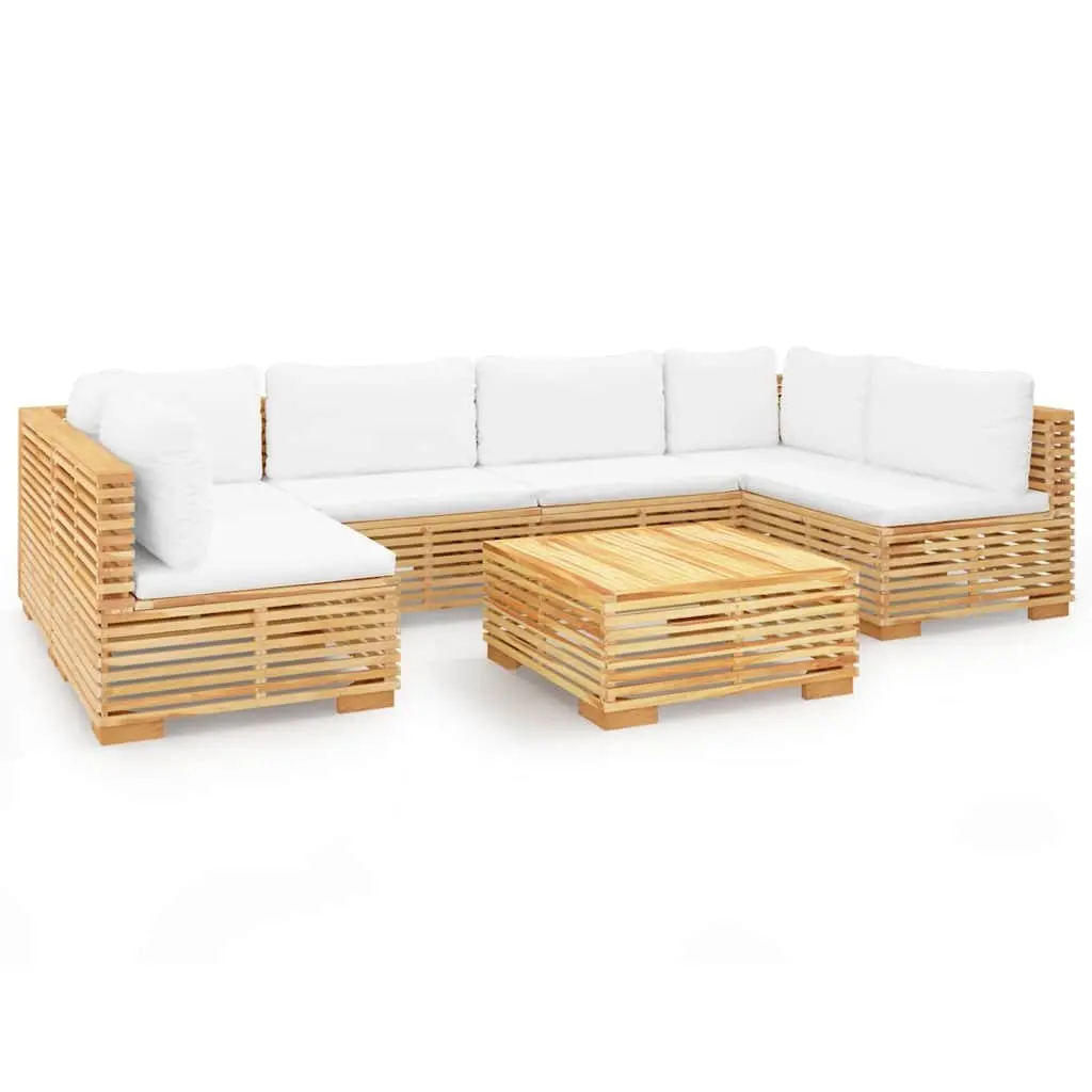 Garden Lounge Set 7 Piece Outdoor Furniture with Cushions Solid Teak Wood