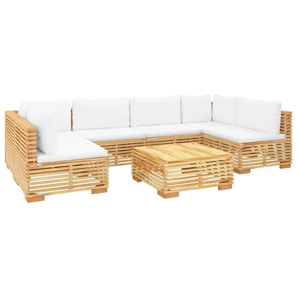 Garden Lounge Set 7 Piece Outdoor Furniture with Cushions Solid Teak Wood