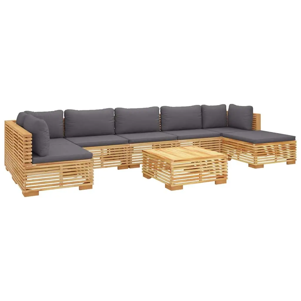 8 Piece Outdoor Lounge Set Teak Wood Cushions Brown Garden Furniture