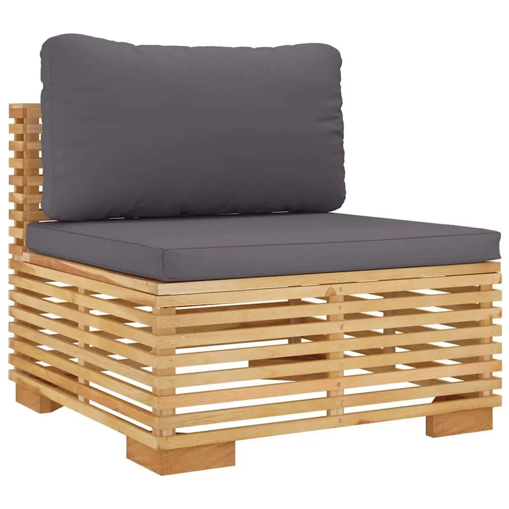 8 Piece Outdoor Lounge Set Teak Wood Cushions Brown Garden Furniture