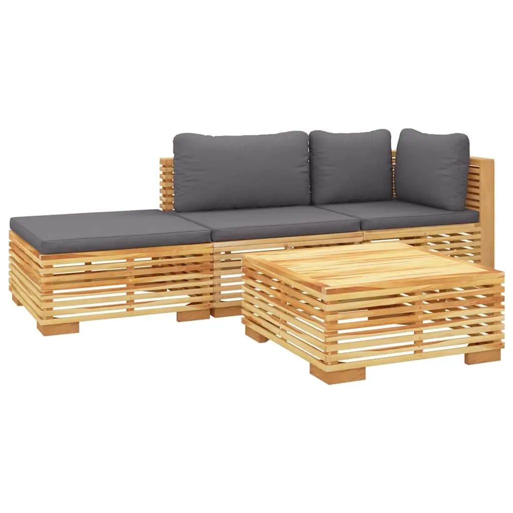 Outdoor Furniture 4 Piece Garden Lounge Set Solid Wood Brown with Cushions