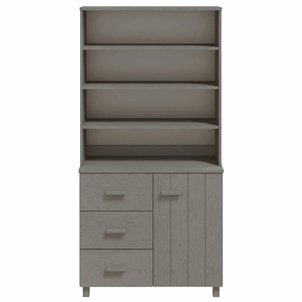 Highboard Sideboard Solid Pine Wood Buffet Cabinet Storage Grey 1 Door 3 Drawers