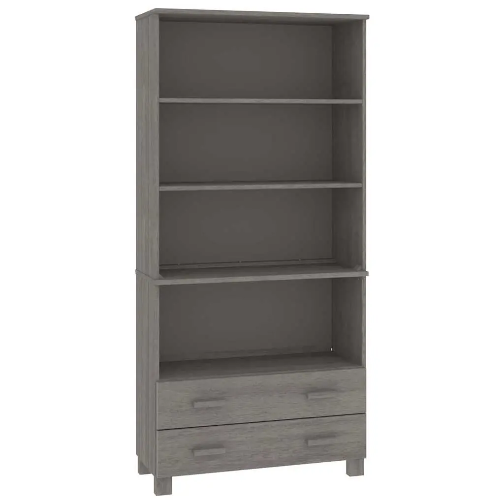 Highboard Sideboard Solid Pine Wood Light Grey Buffet Storage Cabinet Drawers