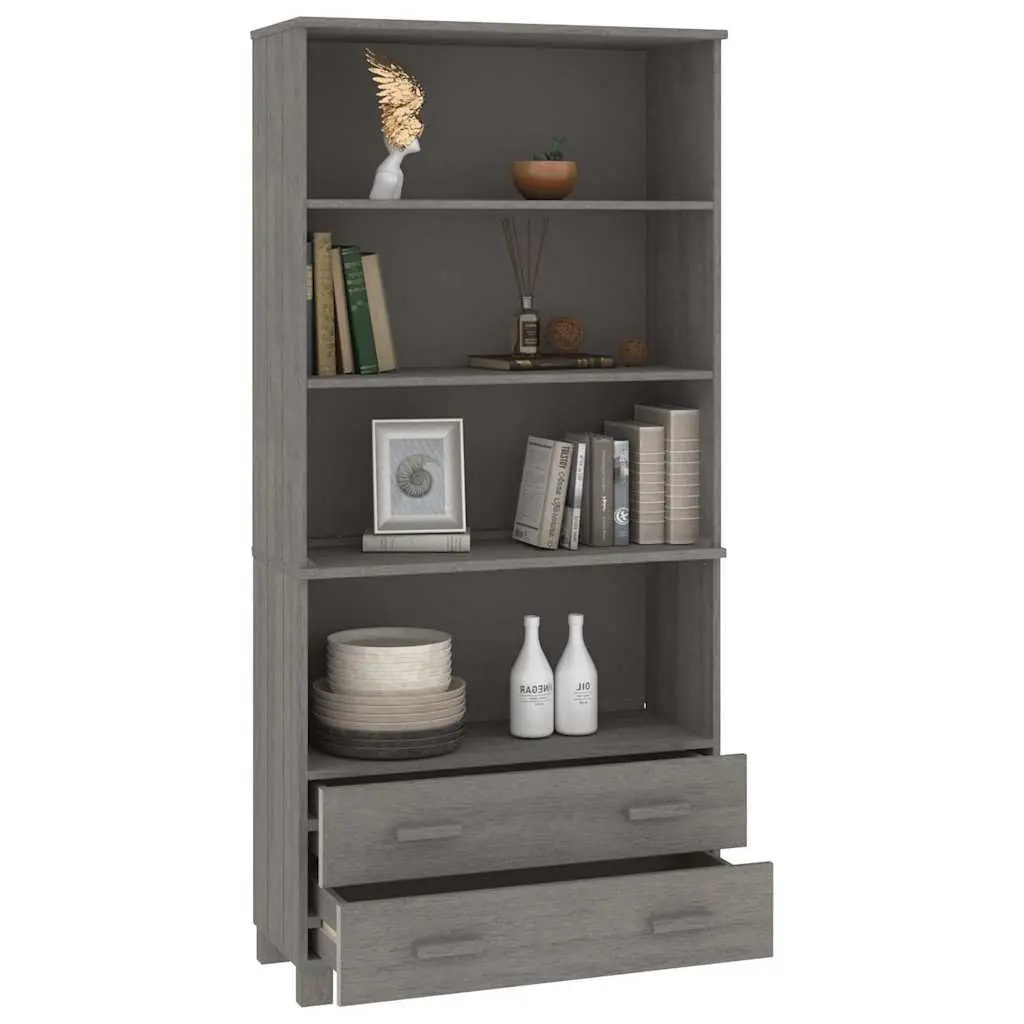 Highboard Sideboard Solid Pine Wood Light Grey Buffet Storage Cabinet Drawers