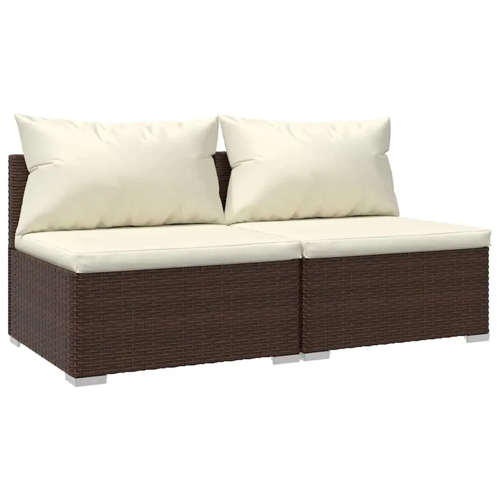 Garden Lounge Set Modular PE Rattan 2 Piece Outdoor Furniture Brown