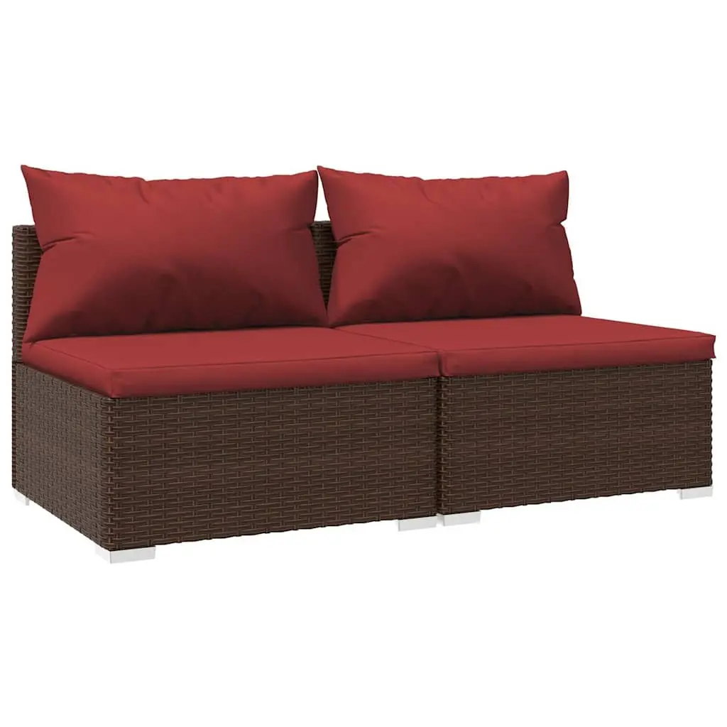 2 Piece Garden Lounge Set Outdoor Patio Furniture Water-Resistant PE Rattan Brown