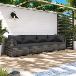 Garden Lounge Set 4 Piece Outdoor Patio Furniture Poly Rattan Modular Grey