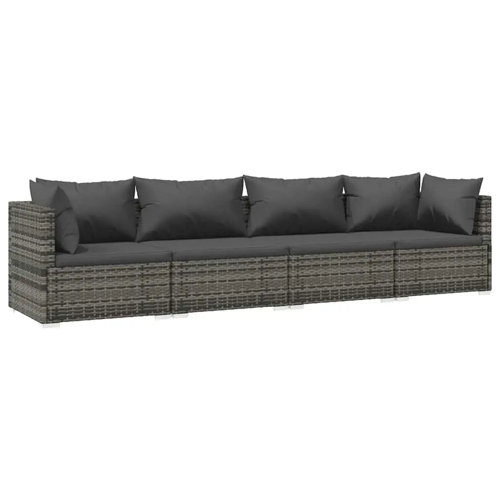 Garden Lounge Set 4 Piece Outdoor Patio Furniture Poly Rattan Modular Grey