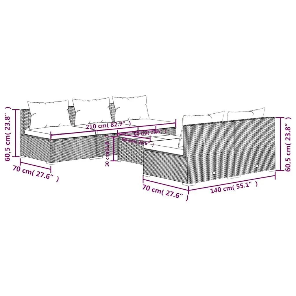 6 Piece Lounge Set for Various Outdoor Spaces