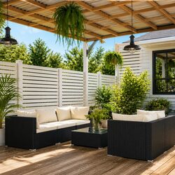 Outdoor Garden Lounge Set 6 Piece Modular Patio Furniture with Cushions Black
