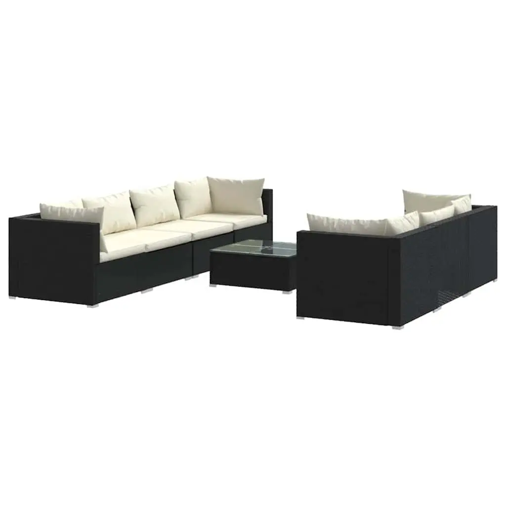 Garden Lounge Set 8 Piece Modular Outdoor Furniture Poly Rattan Black with