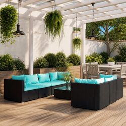 Functional Black Rattan 8 Piece Lounge Set for Patios