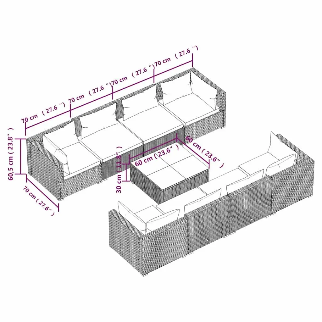 9 Piece Lounge Set for Outdoor Use