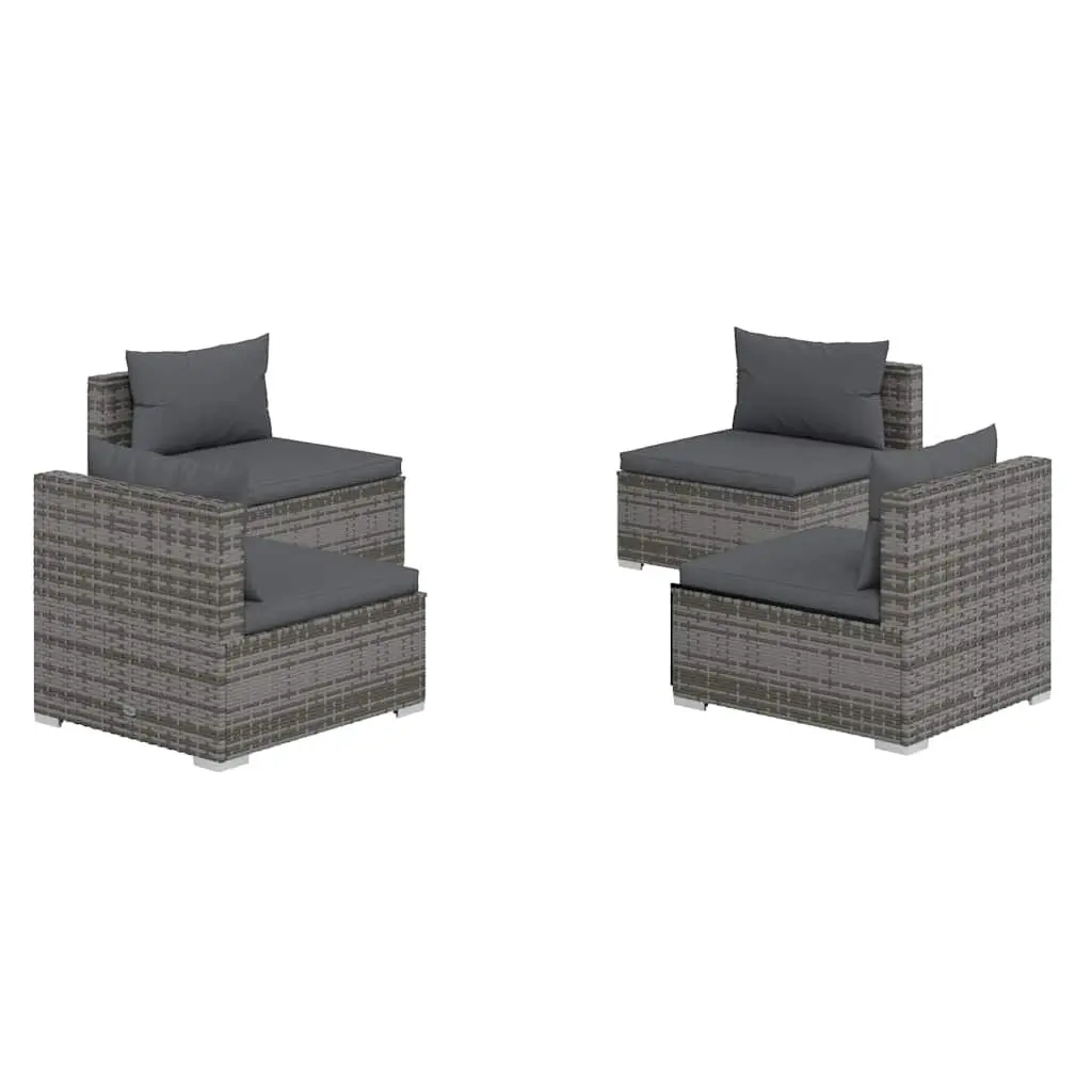 4 Piece Garden Lounge Set Grey Outdoor Patio Furniture with Cushions Modular