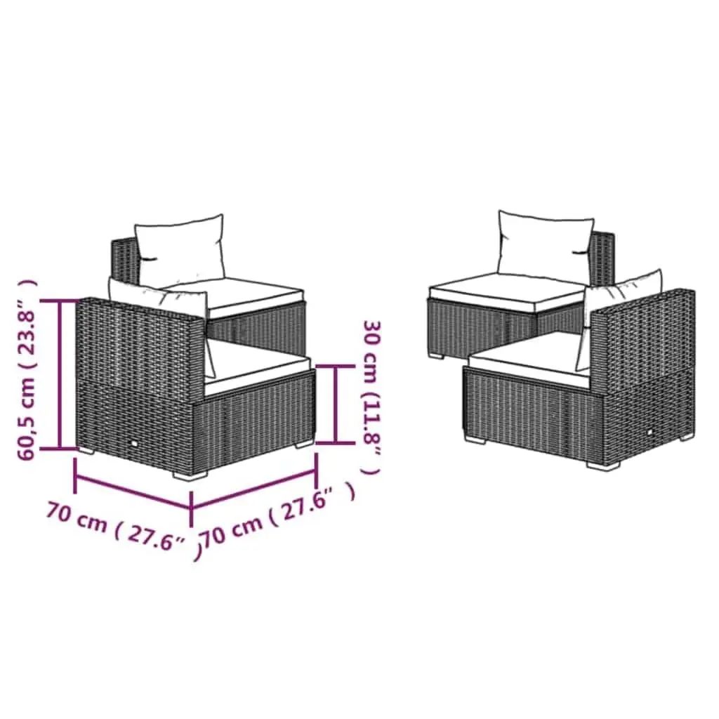 4 Piece Garden Lounge Set Grey Outdoor Patio Furniture with Cushions Modular
