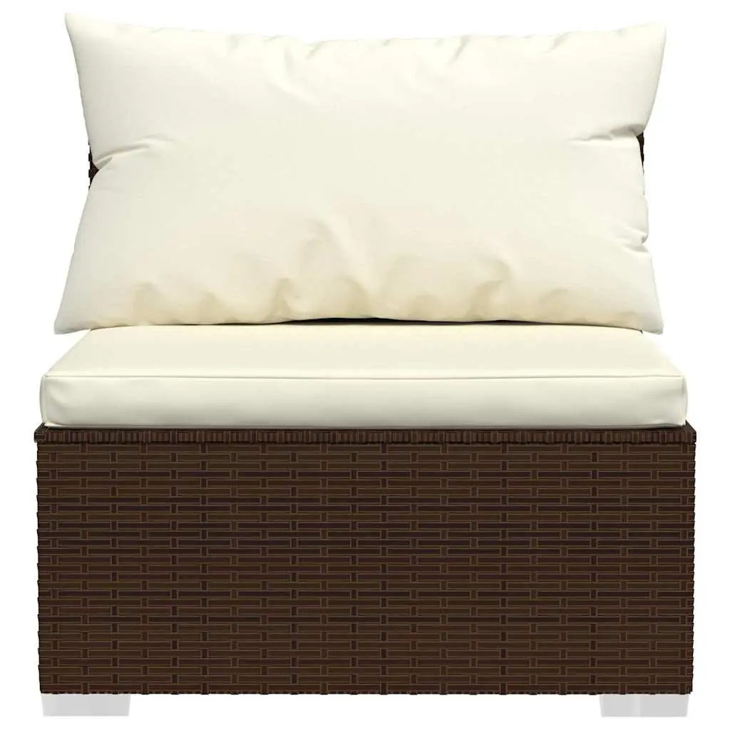 Garden Lounge Set 8 Piece Outdoor Furniture Poly Rattan Brown Modular Cushions