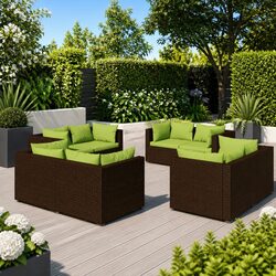 Garden Lounge Set 8 Piece Outdoor Patio Furniture Brown Poly Rattan Modular