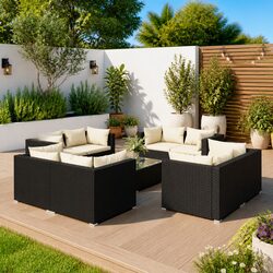 Practical 9 Piece Garden Lounge Set with Flexible Arrangements