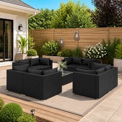 Versatile 9 Piece Outdoor Lounge Set for Family Use