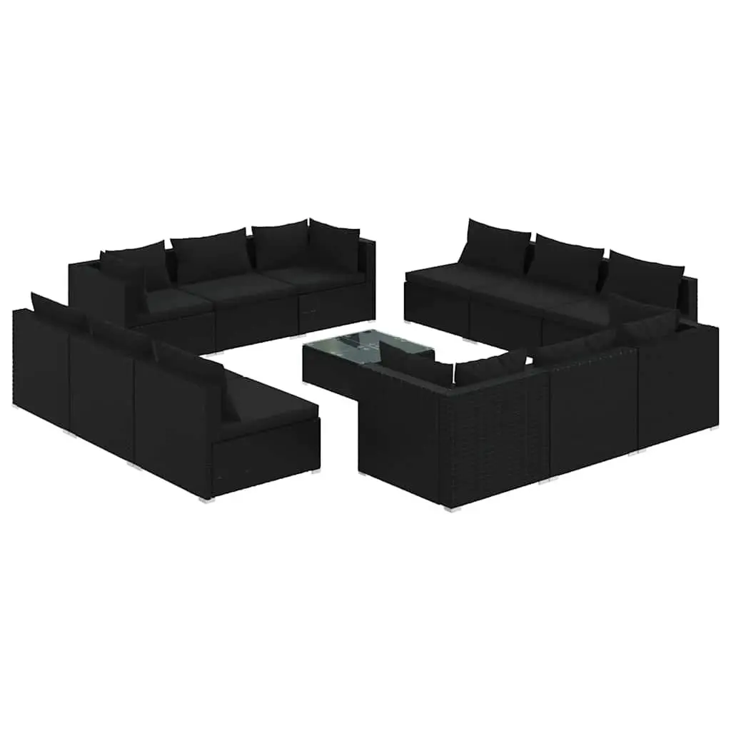 Garden Lounge Set 13 Piece Outdoor Patio Furniture with Cushions Poly Rattan