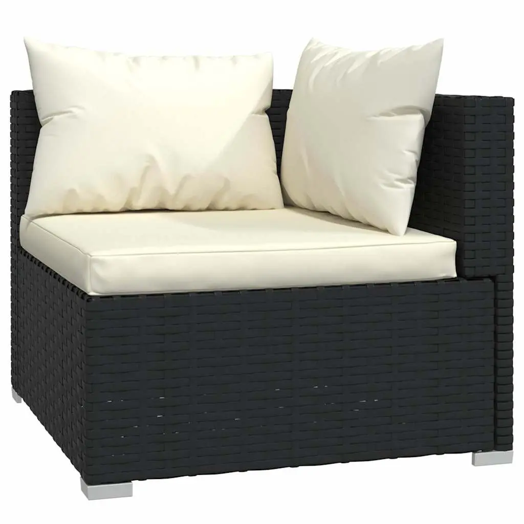 Garden Lounge Set 4 Piece Outdoor Patio Furniture Black PE Rattan Modular Sofa